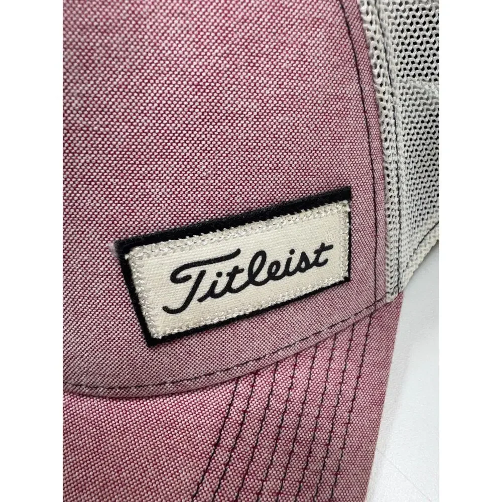 Titleist A-Flex Sz L/XL Fitted Trucker Hat Cap Golf Pink/White Mesh Embroidered